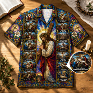 Jesus Cross Journey Hawaiian Shirt- Personalized Religious Summer Gifts 02HUDH180726