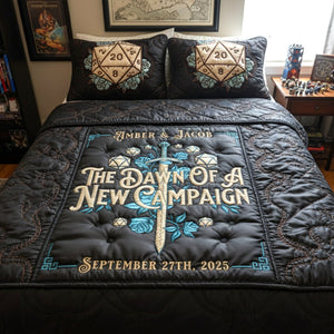 Fantasy Vintage Aesthetics Newlywed Couple Quilt Bed Set, Personalized Gifts For Game Couple 07qhtn191125