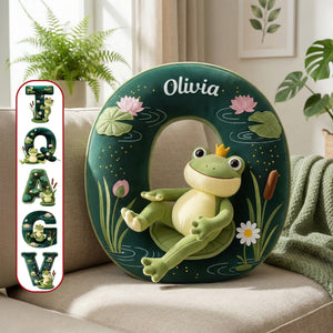 Adorable Frog Initial Pillow - Personalized Gift For Frog Lovers 02PGMG041225