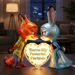 Cute Critter Couple Light Box - Personalized Gift For Couples 01NALU261125