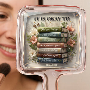 Floral Book Handheld Mirror - Personalized Gifts For Book Lovers 03PADT041225