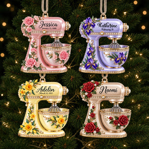 Birth Month Flower Baking Mixer Ornament - Personalized Christmas Gifts For Baking Lovers 02qhdt120926