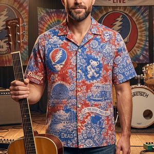 Folk Grateful Dead Toile De Jouy Hawaiian Shirt - Personalized Gifts For Music Lovers 02qhtn110726