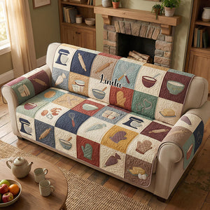 Tasteful Baking Collage Quilted Sofa Cover, Personalized Gifts For Baking Lovers 04qhdt260126