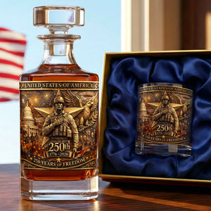 Anniversary Veteran Decanter Set - Personalized Gift For Military Decanter Set 01TOQN280226