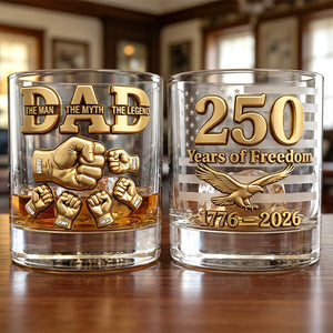 USA 250th Anniversary Round Glass - Personalized Gifts For Dad 04natn030326