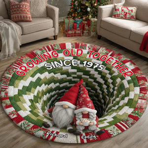Gnome Couple Quilted Round Mat - Personalized Gifts For Couple 01naqn131025