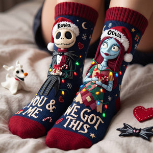 You And Me We Got This Spooky Christmas Couple Middle Tube Socks - Personalized Gifts For Couple Socks 03TYTA190926