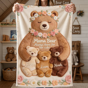 Mama Bear Blanket Personalized Gifts For Mom 01PGDT160326