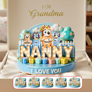 Mom & Kids Puppy Family Plaque – Personalized Gift For Mother’s Day Acrylic Plaque 03OHMG250226