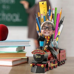 Joyful Train Ride Wooden Pen Holder Custom Photo Gifts For Kids 02NADT250725