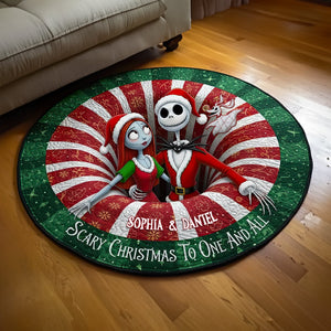 Creepy Cute Couple Round Mat - Personalized Christmas Gift For Couples 03HULU250925