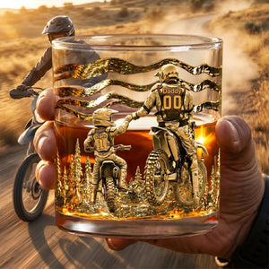 Dad Dirt Bike Round Glass - Personalized Gifts For Dad 05tglu140526