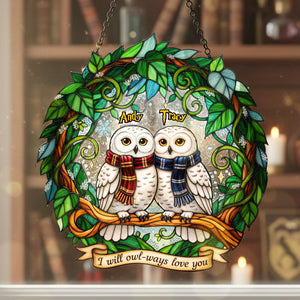Owl Couple Suncatcher - Personalized Gifts For Couple 05pamg171225