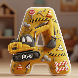 Excavator Alphabet Pillow - Personalized Gifts For Construction Lovers 02PGDT051225