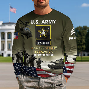 Military 3D Shirt – Personalized 250th Anniversary Gift for Soldiers 03naqn030725