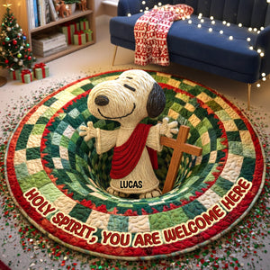 Holy Spirit You're Welcome Here Personalized Gifts For Christian Quilted Round Mat 01natn161025