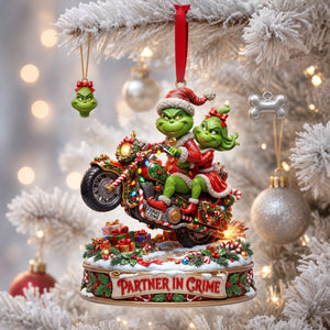 Monster Riding Couple Ornament - Personalized Gifts For Couple Christmas Ornament 06TYLU170826