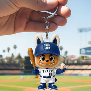 Fuzzy Monster Baseball Keychain - Personalized Gift For Baseball Lovers 02HUDT200625