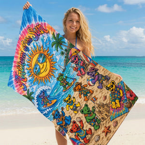 Grateful Dead Bear Beach Towel, Personalized Gifts For Music Lovers 03qhlu200726