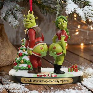 Funny Fart Together Couple Ornament - Personalized Gift For Couples 05OHMG241125