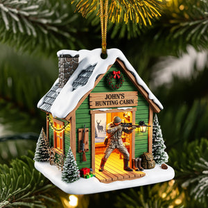 Hunting Cabin Christmas Ornament - Personalized Gift For Hunters 02OHLU140825