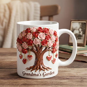 Family Heart Coffee Mug - Personalized Gifts For Grandma 04OHDT311225