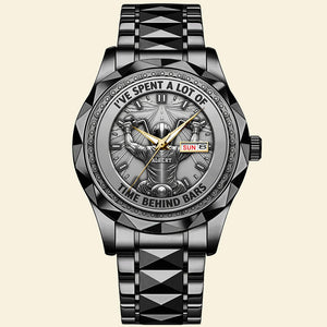 Biker Behind Bars Stainless Steel Men's Watch, Personalized Gifts For Motorcycle Lovers 03qhqn310725