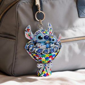 Puzzle Bouquet Mom Keychain - Personalized Gift For Autism Mom 04KIMG050226-Homacus