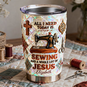 Sewing With Faith 20oz Tumbler - Personalized Gifts For Sewing Lovers 01pata291225