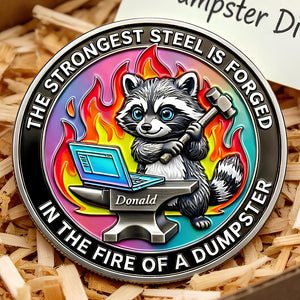 Funny Raccoon At Work Metal Coin - Personalized Gifts For Office Workers 03NADT030326