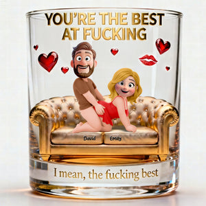 Naughty Couple Round Glass - Personalized Gifts For Couple Drinking Glass 02NAQN240126