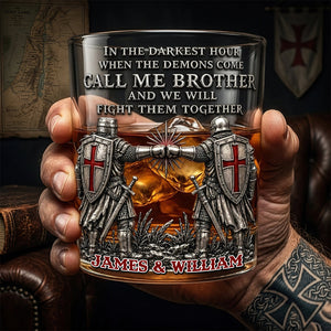 Brothers In Arms Round Glass - Personalized Gift For Brothers 02NADT060626