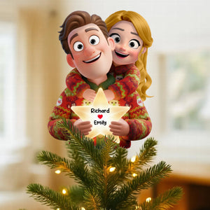 Sweet Hugging Couple Christmas Tree Topper – Personalized Gifts For Couple 05toqn201125