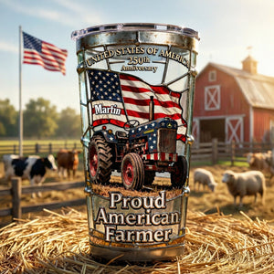 Proud American Farmer Tumbler - Personalized Gifts For Farmers 02qhmg300126