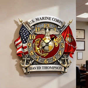 Military Acrylic Hanging Wall Clock - Personalized Gifts For Veteran 01huta241225