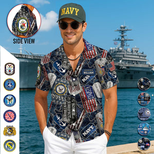 Proud Navy Veterans Hawaiian Shirt - Personalized Military Logo Gifts For Veteran 04HULU180625