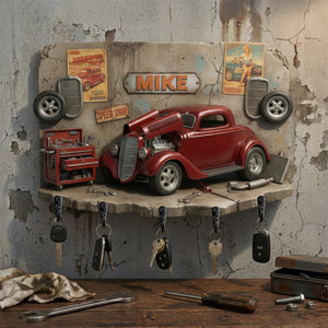 Vintage Car Garage Key Hanger - Personalized Gifts For Car Lovers 01KIQN130126