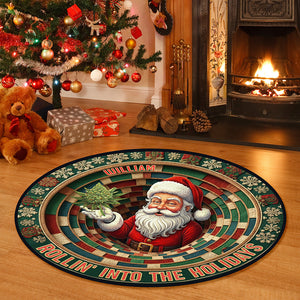 Chill Santa Round Rug Personalized Christmas Gifts 02TOQN081025