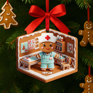 Nurse Gingerbread Christmas Wood Ornament - Personalized Gift For Nurses 06PGLU160825