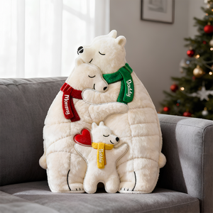 Ice Bear Family Hugging Pillow, Personalized Gifts For Family 03qhdt081125