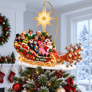 Fantastical Ride In Santa's Sleigh Tree Topper - Personalized Christmas Gifts 06ohdt191026