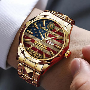 Patriotic Legacy Stainless Steel Men's Watch Personalized Gifts for Veterans 03HUQN150626