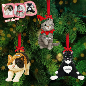 Cute Knitted Cat Ornament, Personalized Gifts For Cat Lovers 02qhta120925