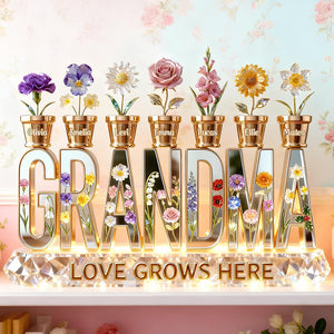 Birthmonth Flowers Kids Acrylic Plaque - Personalized Gifts For Grandma, Mom Plaque 01KIDT060226