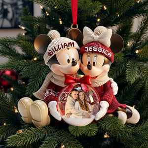 Snowy Embrace Couple Ornament - Personalized Custom Photo Gift For Couples 04PGLU031125