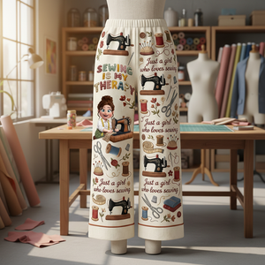 Sewing Is A Therapy Pajama Pants - Personalized Gift For Sewers 03PALU140126