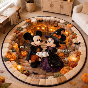 Spooky Little Mouse Round Mat - Personalized Halloween Gifts For Couple 02pgdt290826
