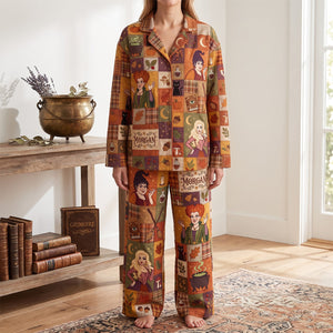 Personalized Patchwork Button Up Pajama Set – Halloween Gifts For Witch Lovers 01patn310726