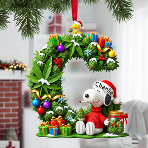 Stoner Puppy Alphabet Ornament - Personalized Christmas Gifts For Stoners 01TOLU110925